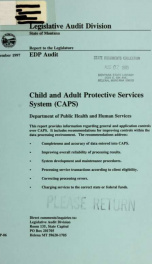 Child and Adult Protective Services System (CAPS), Department of Public Health and Human Services : edp audit_cover