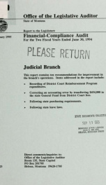 The Judicial Branch financial and compliance audit for the two fiscal years ended .._cover