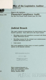 The Judicial Branch financial and compliance audit for the two fiscal years ended .._cover