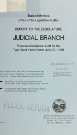 The Judicial Branch financial and compliance audit for the two fiscal years ended .._cover