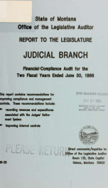 The Judicial Branch financial and compliance audit for the two fiscal years ended .._cover