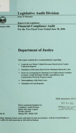 Department of Justice financial-compliance audit for the two fiscal years ended .._cover