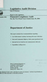 Department of Justice financial-compliance audit for the two fiscal years ended .._cover