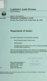 Department of Justice financial-compliance audit for the two fiscal years ended .._cover