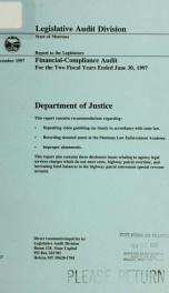 Department of Justice financial-compliance audit for the two fiscal years ended .._cover