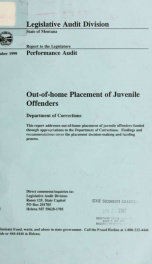 Out-of-home placement of juvenile offenders, Department of Corrections : performance audit_cover