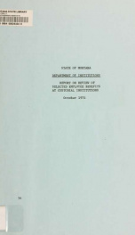 Department of Institutions : report on review of selected employee benefits at custodial institutions, October 1974_cover