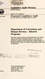 Department of Corrections and Human Services-selected programs : financial-compliance audit for the fiscal year ended June 30, 1995_cover