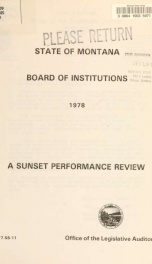 Board of Institutions : a sunset performance review_cover