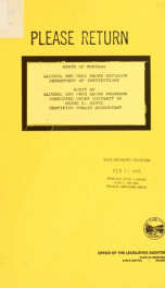 State of Montana, Alcohol and Drug Abuse Division, Department of Institutions : audit of alcohol and drug abuse programs_cover