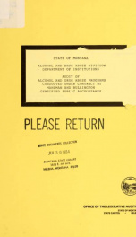 State of Montana, Alcohol and Drug Abuse Division, Department of Institutions : audit of alcohol and drug abuse programs_cover