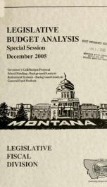 Legislative Budget Analysis : 2005 Special Session_cover