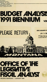 Budget analysis, 1991 biennium, presented to the 51st Legislature_cover