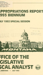 Appropriations report, 1993 biennium, July 1992 special session_cover