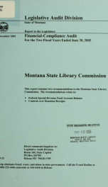 Montana State Library Commission financial-compliance audit for the two fiscal years ended ... : report to the legislature_cover