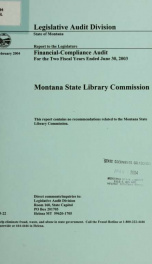 Montana State Library Commission financial-compliance audit for the two fiscal years ended ... : report to the legislature_cover