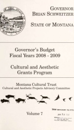 Governor's budget fiscal years 2008-2009_cover