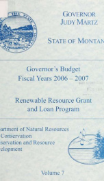 Governor's budget fiscal years 2006-2007_cover