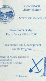 Governor's budget fiscal years 2006-2007_cover