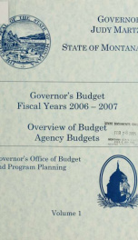 Governor's budget fiscal years 2006-2007_cover