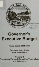 Governor's budget fiscal years 2004-2005_cover