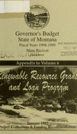 Governor's budget fiscal years 1998-1999_cover