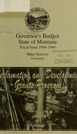 Governor's budget fiscal years 1998-1999_cover