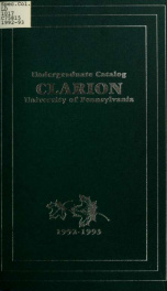 Clarion University of Pennsylvania. Clarion, Pennsylvania. Catalog Issue 1992-93._cover