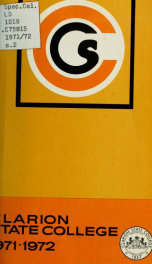 Clarion State College. Clarion, Pennsylvania. Catalogue Issue 1971-1972._cover