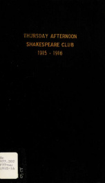 Thursday Afternoon Shakespeare Club_cover