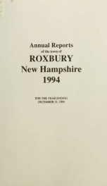 Annual reports of the Town of Roxbury, New Hampshire_cover