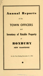 Annual reports of the Town of Roxbury, New Hampshire_cover