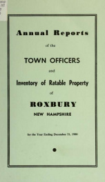 Annual reports of the Town of Roxbury, New Hampshire_cover