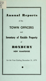 Annual reports of the Town of Roxbury, New Hampshire_cover