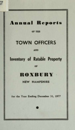 Annual reports of the Town of Roxbury, New Hampshire_cover