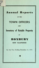 Annual reports of the Town of Roxbury, New Hampshire_cover