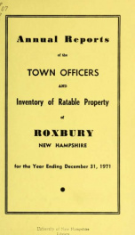 Annual reports of the Town of Roxbury, New Hampshire_cover