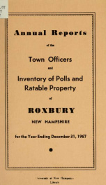 Annual reports of the Town of Roxbury, New Hampshire_cover