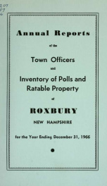 Annual reports of the Town of Roxbury, New Hampshire_cover