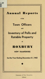 Annual reports of the Town of Roxbury, New Hampshire_cover