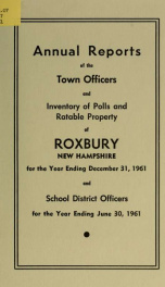 Annual reports of the Town of Roxbury, New Hampshire_cover