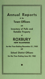 Annual reports of the Town of Roxbury, New Hampshire_cover