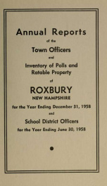 Annual reports of the Town of Roxbury, New Hampshire_cover