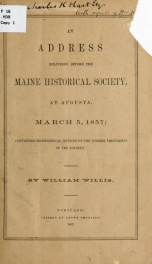 An address delivered before the Maine historical society, at Augusta_cover