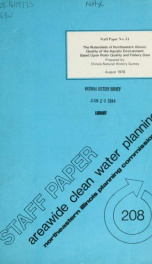 The watersheds of northeastern Illinois : quality of the aquatic environment based upon water quality and fishery data : final report prepared for the Northeastern Illinois Planning Commission_cover