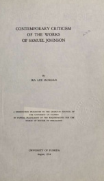 Contemporary criticism of the works of Samuel Johnson .._cover