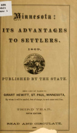 Minnesota; its advantages to settlers. 1869_cover