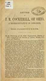 Letter of J. R. Cockerill of Ohio, a representative in Congress, to his constituents_cover