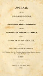 Journal of the proceedings of the annual convention of the Protestant Episcopal Church in the state of North-Carolina [serial] 17th(1833)_cover