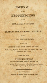 Journal of the proceedings of the annual convention of the Protestant Episcopal Church in the state of North-Carolina [serial] 5th(1821)_cover